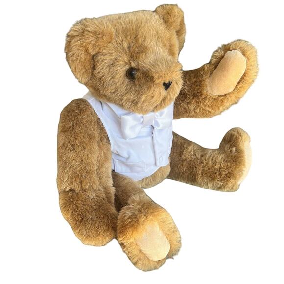 Vermont Wedding Teddy Bear Brown Groom White Tux 16” Articulating Legs Arms NICE - Picture 12 of 16